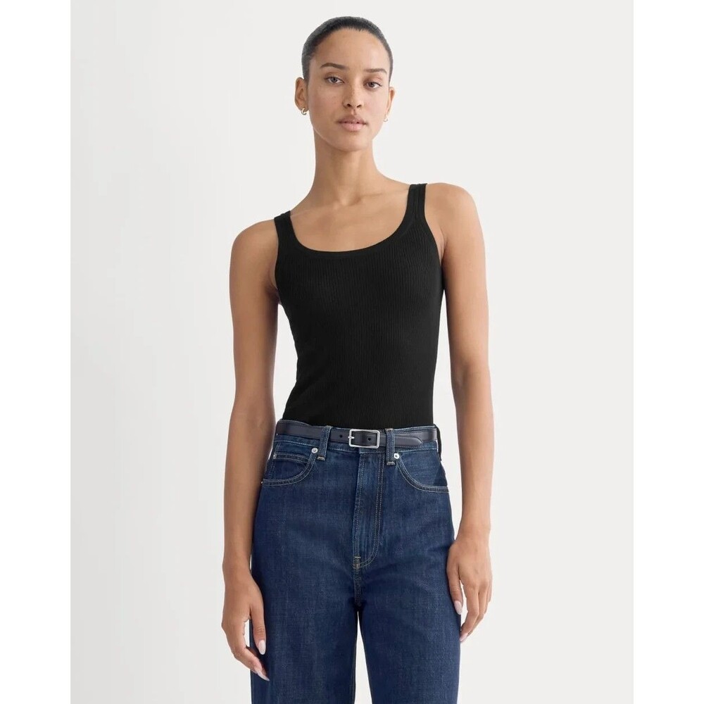 EVERLANE The Light Ribbed Cami In Ultrasoft Merino XS Black Scoop Tank NEW B4